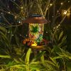 Solar Bird Feeder Decorative Hanging Bird Feeder Lantern Warm White Light Bird Feeder for Outdoor Garden Backyard