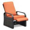 Outdoor Recliner Chair;  Automatic Adjustable Wicker Lounge Recliner Chair with 5.12'' Thicken Cushion