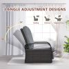 Outdoor Recliner Chair;  Automatic Adjustable Wicker Lounge Recliner Chair with 5.12'' Thicken Cushion